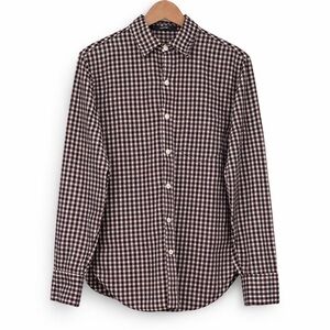 Levi’s Plaid Button Down Shirt Mens Medium Navy Burgundy 100% Cotton Long Sleeve